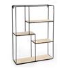 ceq mensola bacheca in Metallo Nero Forma Rettangolare con 4 Ripiani in Legno Shabby Chic 45 * 12 * 60 cm 763625