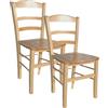MA MAISON Set Sedie in Legno Naturale Seduta Ampia e Compatta, Schienale Alto 45x40x87h cm - Struttura Robusta, Ristorazione, Soggiorno, Classica, Rustica, Cucina - da Tavola (Naturale | Set da 2PZ)