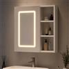 Poeahu Armadietto a specchio da bagno con illuminazione, armadietto da bagno con specchio, modalità semplice in 3 colori, ripiani regolabili, funzione di sfoging, 60,2 x 60,2 x 15,2 cm, bianco