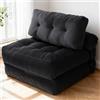 Plasaig Divano Letto Singolo 2 in 1 Pieghevole in Velluto a Coste Salvaspazio, Divano a 1 Posto, Poltrona Letto per Monolocale e Camera Ospiti, 190x85cm (Nero)