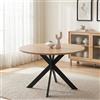 JIEXI Tavolo da pranzo rotondo e 4-6 sedie, set da tavolo effetto rovere con gambe nere, resistente al calore, facile da pulire, 115 cm (1 tavolo in rovere)