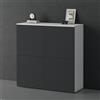 doporro Mobile Organizzatore Credenza Buffet in Legno con 4 Ante Push-to-Open e Soft-Close per Soggiorno, Sala da Pranzo o Ingresso, 100x36,4x100 cm Bianco opaco e Antracite opaco Schrank04