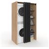 IDMarket - Mobile lavatrice doppio WALLIS con tenda scorrevole nera in faggio e legno look nero