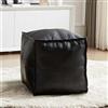 Louis Donné Pouf ottomano quadrato 45 cm, nero, non imbottito, ecopelle, per lettura, riporre oggetti, soggiorno, balcone, ufficio, esterno, solo copertura