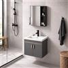 FGNIXLN Set di mobili da bagno con mobiletto, 61 cm, con armadietto a specchio da 55 cm, set di mobili da bagno con lavandino, sospeso, mobili moderni da bagno