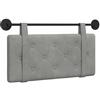 XHNIFBN Testiera sospesa grigio chiaro, 90 x 55 cm, cuscino da parete in velluto, per camera da letto, imbottita con motivo bottonato, montaggio a parete, kit di montaggio incluso