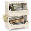 COSTWAY Carrello Portaoggetti Impilabile a 3 Piani con Ruote, Organizzatore in Plastica con Maniglie e Ganci, per Lavanderia, Bagno e Soggiorno (3 Livelli)
