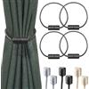 Milaloko 4 Pack Forte Tenda Magnetica Tiebacks con più Spessa Corda di Torsione Decorativa Tie Backs Holdbacks per Tende Tenda Finestra, Nero