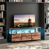 JiaOyu Mobile TV con illuminazione a LED e 3 cassetti in tessuto, per TV fino a 55 pollici, tavolo TV multifunzione con scomparti aperti per soggiorno (marrone/3 cassetti, 108 cm)