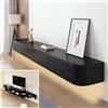 XDXINY Supporto mobile per TV in legno massello da parete con porta, console multimediale TV, con ampio spazio di archiviazione, per TV (nero + LED, 160 x 30 x 20 cm)