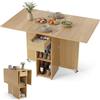 GIANTEX Tavolo da Pranzo Pieghevole, Mobile da Cucina con Ali Pieghevoli, 1 Cassetto e 2 Ripiani Aperti, per 2-4 Persone, Salvaspazio, 120 x 72 x 75 cm, Ideale per Sala e Cucina