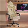 Verdego Sedia Gaming Ergonomica, Poltrona Gaming con Cuscino Massaggio Lombare, Poggiapiedi Estraibile, Poggiatesta, Tessuto in velluto, Regolabile in Altezza, Schienale Reclinabile (Beige)