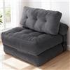 Plasaig Divano Letto Singolo 2 in 1 Pieghevole in Velluto a Coste Salvaspazio, Divano a 1 Posto, Poltrona Letto per Monolocale e Camera Ospiti, 190x85cm (Grigio)