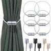 Milaloko 6 Pack Forte Tenda Magnetica Tiebacks con più Spessa Corda di Torsione Decorativa Tie Backs Holdbacks per Tende Tenda Finestra, Grigio