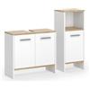 Vicco Set di mobili da bagno Karli, Rovere bianco/dorato, 63.8 cm, composto da mobile sottolavabo e armadio medio