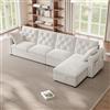 DACHETOU Divano moderno in velluto con vano portaoggetti nell'area angolare beige 130x280cm, vano portaoggetti a forma di L nell'area angolare regolabile a sinistra e a destra, con tasche per riviste