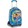SJ GANG STYLE JAM GANG Trolley Jack 8 ruote JOYFUL PINS BOY, Blu, 34L, Scomponibile, Crossover System, 3 in 1, Spallacci a scomparsa, Tasca frontale con pins amovibili, Scuola elementare, Bambino