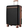 Kono Valigia Media 66.5cm, Valigia Leggera in Composito ABS+PC, Equipaggio Mano con 4 Ruote, Nero