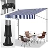 Joparri Tenda da Sole per esterno a Bracci con Manovella 400x120x200-300cm, regolabile in altezza, resistente ai raggi UV50+, Senza Forare, in metallo e 100% poliestere, Blu bianco