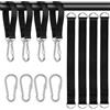 vsshe Cinghie per Amaca All'aperto, 4 Pezzi Cinghie per Altalena, 30 * 2.5cm Fissaggi per Amaca con Moschettoni E Anelli A D,Durevole e Sicuro, Swing Hanging Kit per Amache e Altalene da Campeggio
