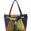 Arte Lisanti Borsa in Pelle Dipinta a Mano - L' URLO DI MUNCH - a Spalla, a Tracolla, Shopper, Maxi, Con Tasca interna, Shopping Donna, Idea Regalo, Artigianato Italiano, Made In Italy, Vera Pelle