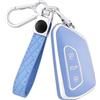 OFF WE GO Custodia Chiave Cover Chiave Guscio Chiavi per VW Golf 8 ID3 ID4 GTI MK8 Seat Leon MK4 Ateca Tarraco Skoda Octavia 8 Coprichiave Macchina Copri Chiavi Telecomando Portachiavi, Argento Blu
