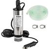 Anesty Pompa di trasferimento in acciaio inox, 12 V, Φ51 mm, pompa sommersa per auto, diesel, olio combustibile, olio combustibile, pompa con accendisigari, filtro estraibile, cavo da 3 m, tubo trasparente