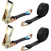 AKOLAFE 2 cinghie di tensione con cricchetto e gancio, 10 m x 5 cm, cinghie di ancoraggio nere con gancio, cinghie di ancoraggio resistenti con cricchetto con doppio gancio, per auto, camion, furgoni