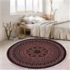Tomifine Tappeto Soggiorno Rotondo Tappeti con Nappe Antiscivolo Lavabile in Lavatrice in Stile Bohémien con frangia per Cucina Corridoio Camera da Letto (80 cm,Marrone Scuro)