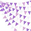 pinkblume Pink Blume 32Ft viola e bianco bandierine in tessuto triangolare, bandiera in cotone, kit per matrimonio, compleanno, lavanda, feste, casa, asilo, all'aperto, giardino, decorazione da appendere