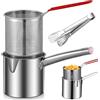 GOMETY Pentola da 1,8 l, in acciaio inox 304, contenitore per grasso con filtro a maglia fine, filtro e taglio per cucina/campeggio, adatta a tutti i piani cottura (set di friggitrice)