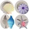 FAKKA 4 stampi in silicone a forma di conchiglia, stella marina, per decorare torte, cupcake, topper, argilla polimerica, cioccolato, pasta di gomma