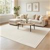 Topfinel Tappeto da Soggiorno Bianco Crema 160x230 cm, Moderno Pelo Corto Lavabile Effetto Onda 3D Morbido e Soffice Antiscivolo, Effetto Pelliccia, per Camera da Letto Bambini Sala da Pranzo Ufficio