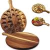 Gettimore Vassoio rotondo in legno con manico, porta uova alla diavola con 24 fori, per bancone della cucina o frigorifero, tavola marrone per servire uova fresche, bollite, pasquali o in plastica