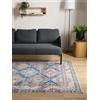 Interiyou Tappeto Vintage Gent - 240x340 cm Blu - Pelo corto design retrò per salotto, camera da letto, lavabile e antiscivolo, motivo stampato