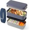 monbento - Lunch Box Sense Original blu Natural - Portapranzo 1,2L 2 Scomparti Metallo/Plastica - Contenitore Acciaio Inox per Microonde e Forno - Senza BPA & Ermetico - Ideale per Meal Prep/Ufficio