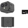 BJdfgE Mini action camera 4K con stabilizzazione dell'immagine, visione notturna, wireless e batteria integrata(Camera Add 16g)