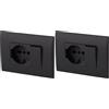 Electraline 22121 Blocco Presa Universale + Deviatore con Placca/Set Placca Premontata 1 Presa universale P40 16A + 1 Deviatore 10A, due viti di montaggio, Nero (Confezione da 2)