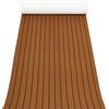 TiryyDrela Tappeto a pavimento in finta teak, rivestimento ponte EVA schiuma 240 x 90 cm, spessore 6 mm, antiscivolo, autoadesivo, a righe, colore: marrone, nero, sicurezza solida, per yacht caravan, campeggio
