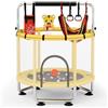 FAMPLY Trampolino elastico per bambini, 150 cm, con base rinforzata a forma di U e posteriore, per esterni/interni, 250 kg, regolabile, con sacchi, cestino da basket, barra per trazioni e amaca, per ragazzi