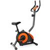 KLAR FIT Klarfit Mobi FX 250 - Cyclette, Display LCD per Allenamento, Cyclette da Camera con Cardiofrequenzimetro Integrato con Sensore Palmare, 8 Livelli di Resistenza Regolabili, Nero/Arancione