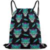 Generic Trippy Skull Mushroom Borsa con Cordoncino Zaini Sportivi Stringa Unisex per Vacanze Yoga Uomo Borsa Sportiva 36X42Cm