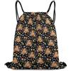 Generic Flower Flowers Cute Capybara Black Borsa Coulisse Zainetto Sportiva Regolabile Stringa per Vacanze Uomo Shopping Borsa con Cordoncino 36X42Cm