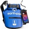 Earth Pak Borsa Impermeabile con Tasca Frontale - Ideale per Kayak, Canottaggio, Pesca, Rafting, Sci, Nuoto, Campeggio, e Snowboarding (Blu, 5L)