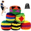 YUNFAN 6 Pcs Hacky Sack,Footbag Hand-Made Knitted Sack,Assorted Foot Bag Crochet Hacky Ball for Adults,Juggling Balls with Multicolored Geometric Pattern,Outdoor Soccer Kick Bag,for Beginners (B)