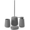 Inbagno Set Accessori Bagno 4 Pezzi In Ceramica Grigio E Cromo - Dispenser Sapone, Portaspazzolini, Portasapone E Porta scopino WC Antibatterico - Linea Sidney