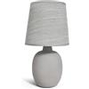 Aigostar Lampada da tavolo in ceramica, paralume tessuto, ovale grigio, E14 | Lampada da comodino, φ17×H31 cm, 1,3 m cavo con interruttore, per soggiorno, camera da letto, ingresso. Senza lampadina