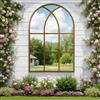 Reflix Specchio ad arco per finestra, 75 x 120 cm, specchio da parete per decorazione giardino all'aperto, specchio ad arco gotico invecchiato con cornice in alluminio per corridoio, soggiorno, camera