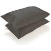 PARAMAISON Coppia Federe Cuscino Letto, Morbide Traspiranti, Set 2 Copricuscini Cotone 100% a Sacchetto, Tinta Unita | 52x82 cm Grigio Scuro