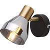 Searchlight Lighting Westminster Faretto, nero, ottone satinato e vetro fumé